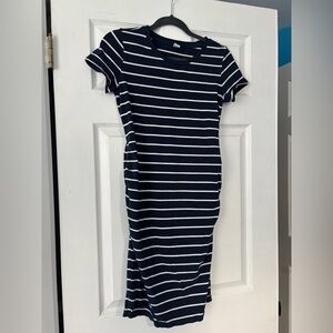 Old Navy Navy and White Striped Maternity Dress